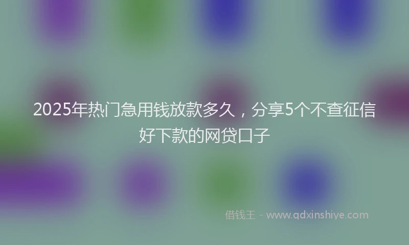 2025年热门急用钱放款多久，分享5个不查征信好下款的网贷口子