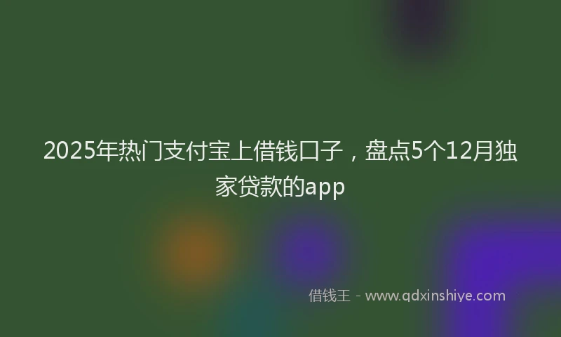 2025年热门支付宝上借钱口子，盘点5个12月独家贷款的app