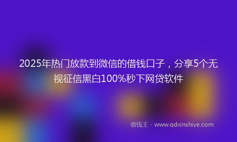 2025年热门放款到微信的借钱口子，分享5个无视征信黑白100%秒下网贷软件