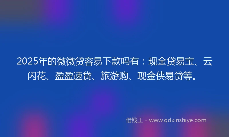 2025年的微微贷容易下款吗有：现金贷易宝、云闪花、盈盈速贷、旅游购、现金侠易贷等。