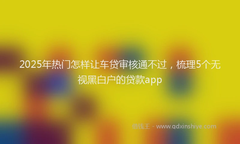 2025年热门怎样让车贷审核通不过，梳理5个无视黑白户的贷款app