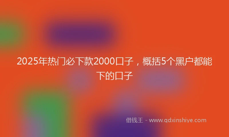 2025年热门必下款2000口子，概括5个黑户都能下的口子