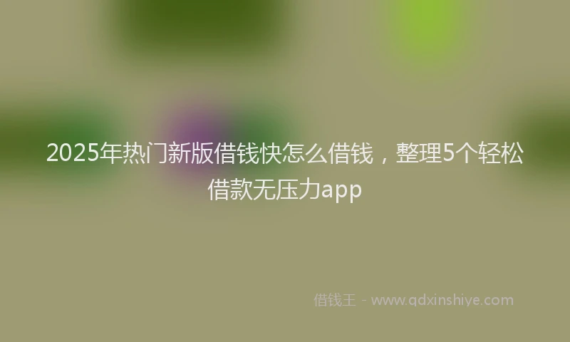 2025年热门新版借钱快怎么借钱，整理5个轻松借款无压力app