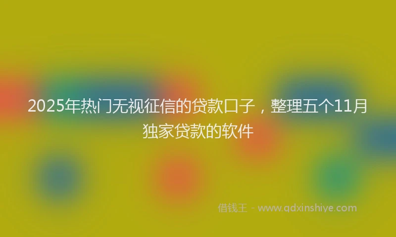 2025年热门无视征信的贷款口子，整理五个11月独家贷款的软件