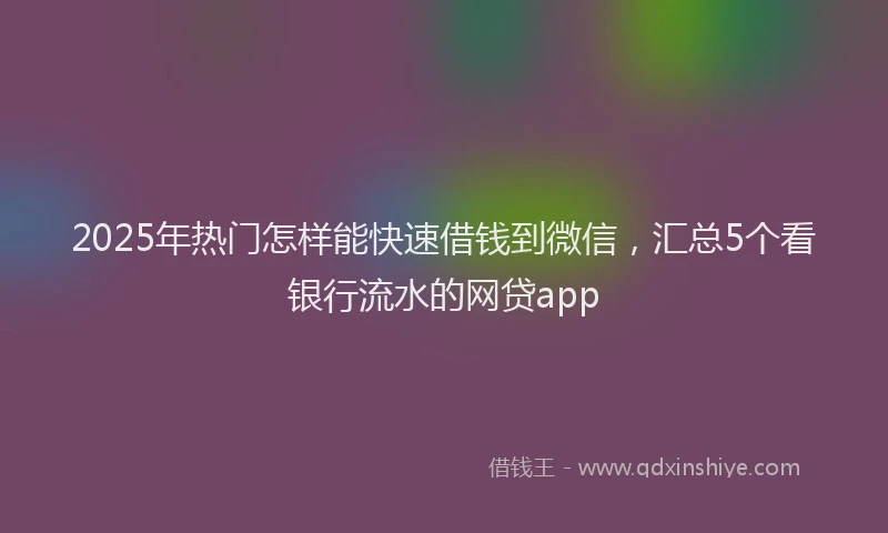 2025年热门怎样能快速借钱到微信，汇总5个看银行流水的网贷app