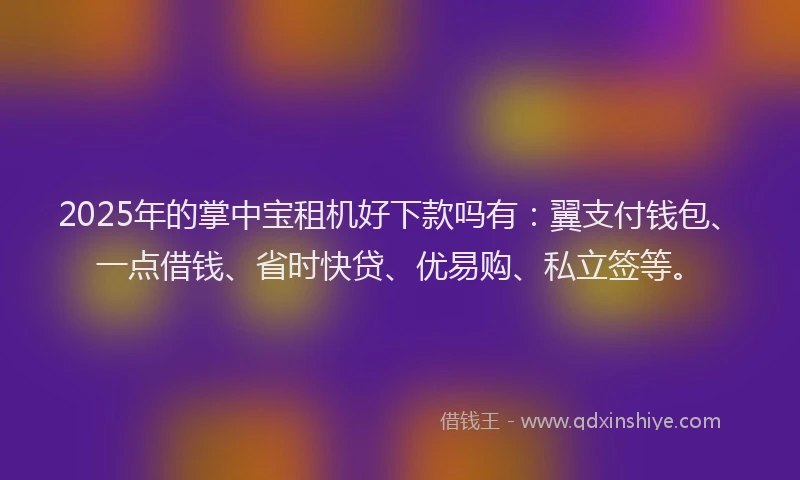 2025年的掌中宝租机好下款吗有：翼支付钱包、一点借钱、省时快贷、优易购、私立签等。