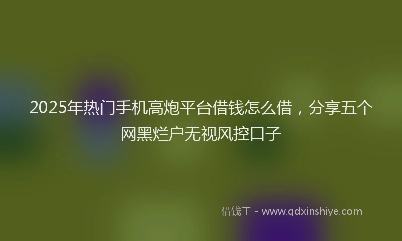 2025年热门手机高炮平台借钱怎么借，分享五个网黑烂户无视风控口子