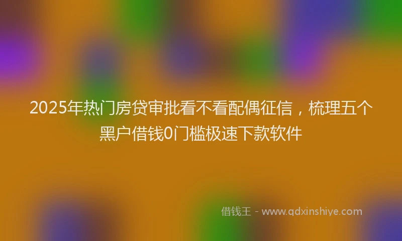 2025年热门房贷审批看不看配偶征信，梳理五个黑户借钱0门槛极速下款软件
