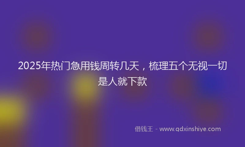 2025年热门急用钱周转几天，梳理五个无视一切是人就下款