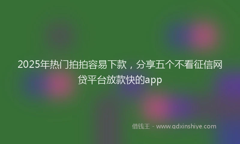 2025年热门拍拍容易下款，分享五个不看征信网贷平台放款快的app