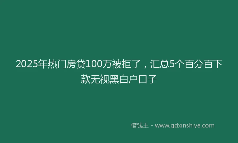 2025年热门房贷100万被拒了，汇总5个百分百下款无视黑白户口子