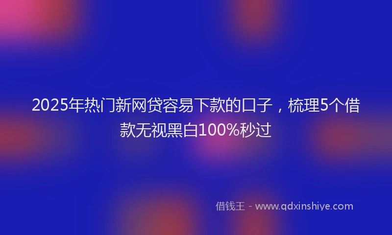 2025年热门新网贷容易下款的口子，梳理5个借款无视黑白100%秒过