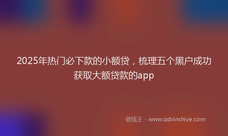 2025年热门必下款的小额贷，梳理五个黑户成功获取大额贷款的app