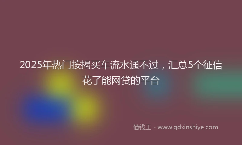 2025年热门按揭买车流水通不过，汇总5个征信花了能网贷的平台