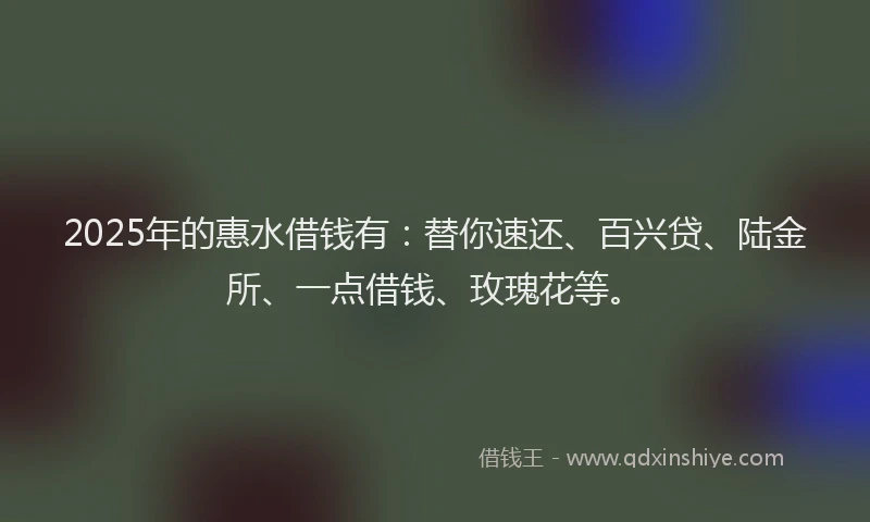2025年的惠水借钱有：替你速还、百兴贷、陆金所、一点借钱、玫瑰花等。
