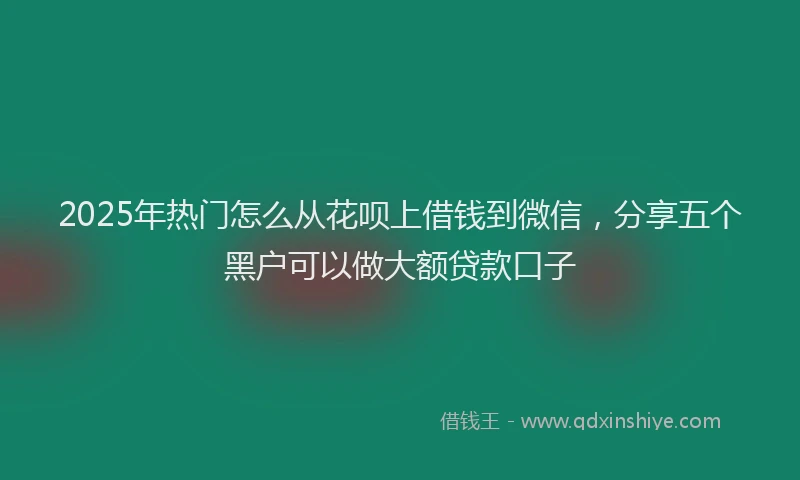 2025年热门怎么从花呗上借钱到微信，分享五个黑户可以做大额贷款口子
