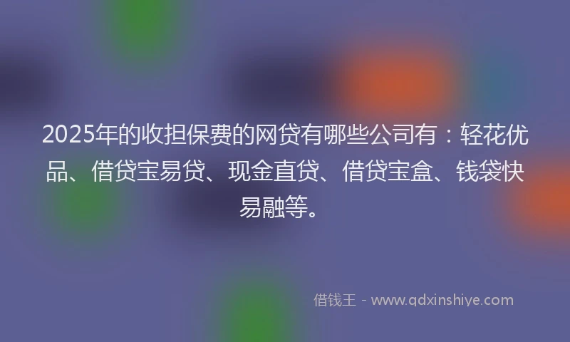 2025年的收担保费的网贷有哪些公司有：轻花优品、借贷宝易贷、现金直贷、借贷宝盒、钱袋快易融等。