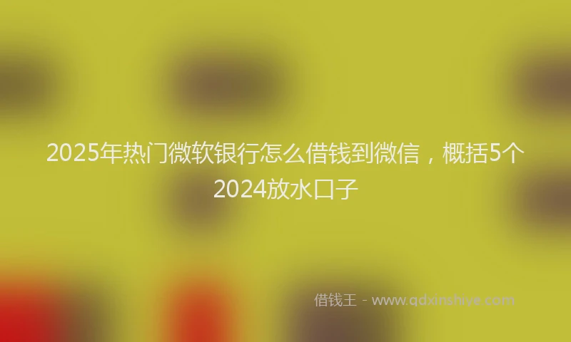 2025年热门微软银行怎么借钱到微信，概括5个2024放水口子