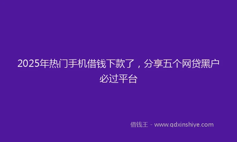 2025年热门手机借钱下款了，分享五个网贷黑户必过平台