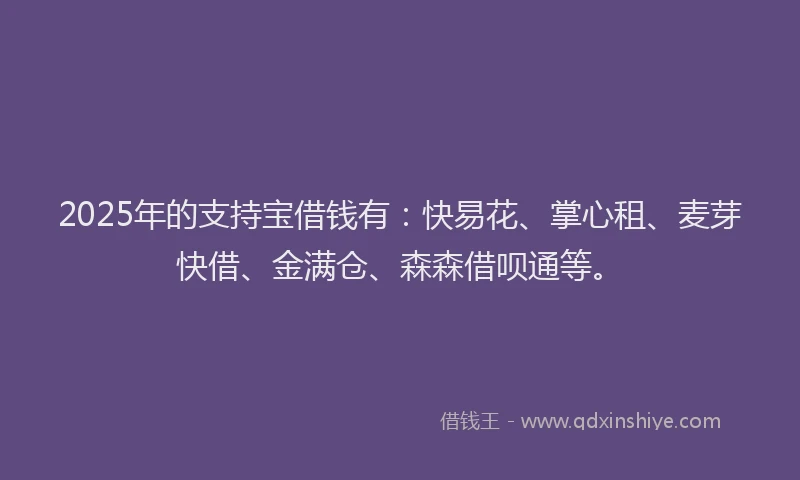 2025年的支持宝借钱有：快易花、掌心租、麦芽快借、金满仓、森森借呗通等。