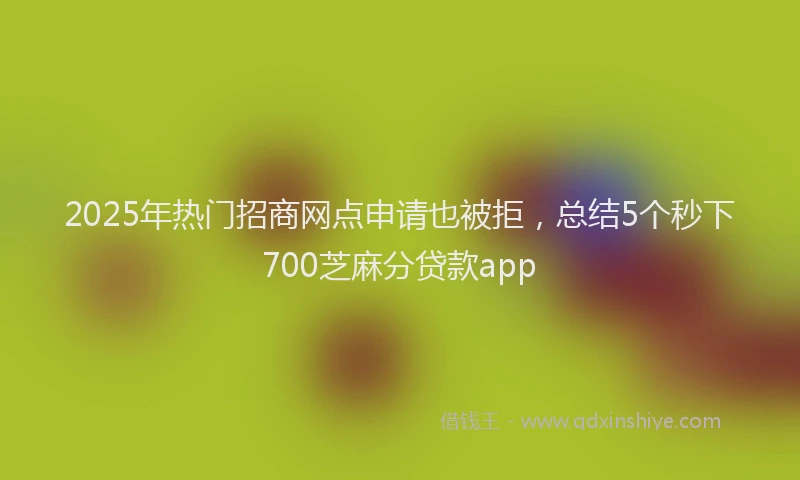 2025年热门招商网点申请也被拒，总结5个秒下700芝麻分贷款app