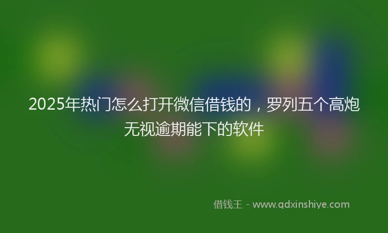 2025年热门怎么打开微信借钱的，罗列五个高炮无视逾期能下的软件