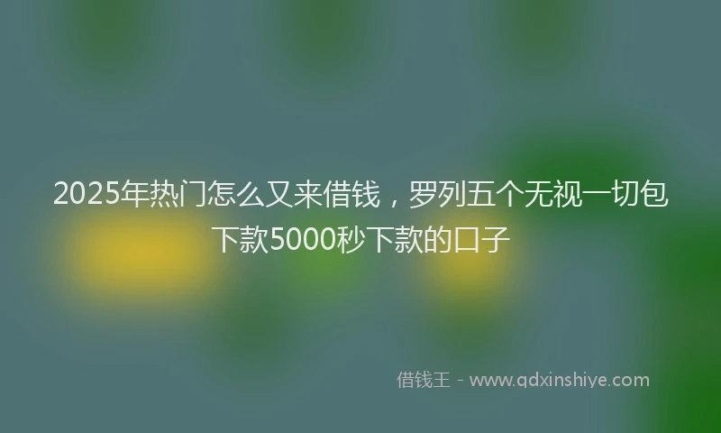 2025年热门怎么又来借钱，罗列五个无视一切包下款5000秒下款的口子