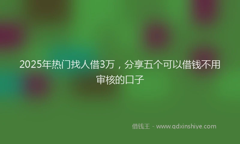 2025年热门找人借3万，分享五个可以借钱不用审核的口子