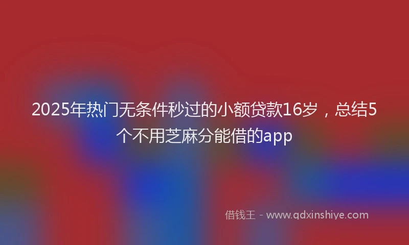 2025年热门无条件秒过的小额贷款16岁，总结5个不用芝麻分能借的app