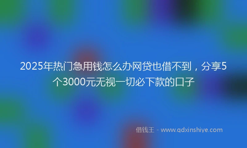 2025年热门急用钱怎么办网贷也借不到，分享5个3000元无视一切必下款的口子