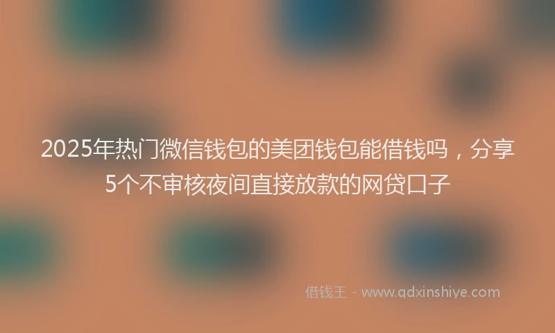 2025年热门微信钱包的美团钱包能借钱吗，分享5个不审核夜间直接放款的网贷口子