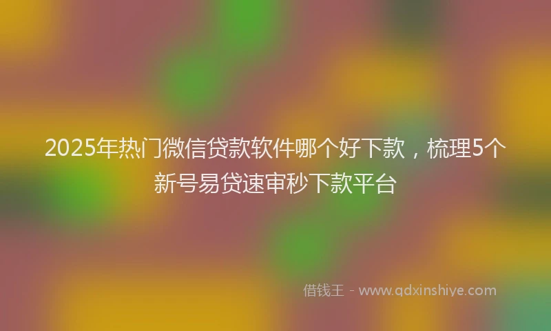 2025年热门微信贷款软件哪个好下款，梳理5个新号易贷速审秒下款平台