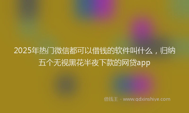 2025年热门微信都可以借钱的软件叫什么，归纳五个无视黑花半夜下款的网贷app