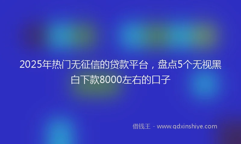 2025年热门无征信的贷款平台，盘点5个无视黑白下款8000左右的口子