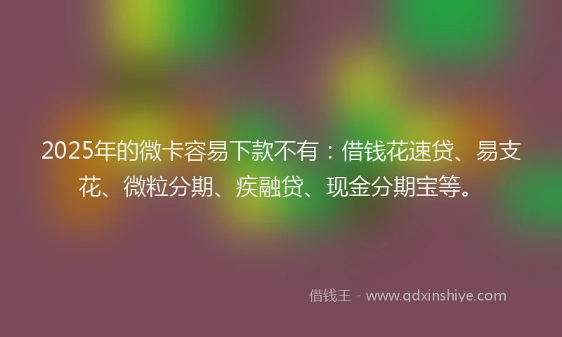 2025年的微卡容易下款不有：借钱花速贷、易支花、微粒分期、疾融贷、现金分期宝等。