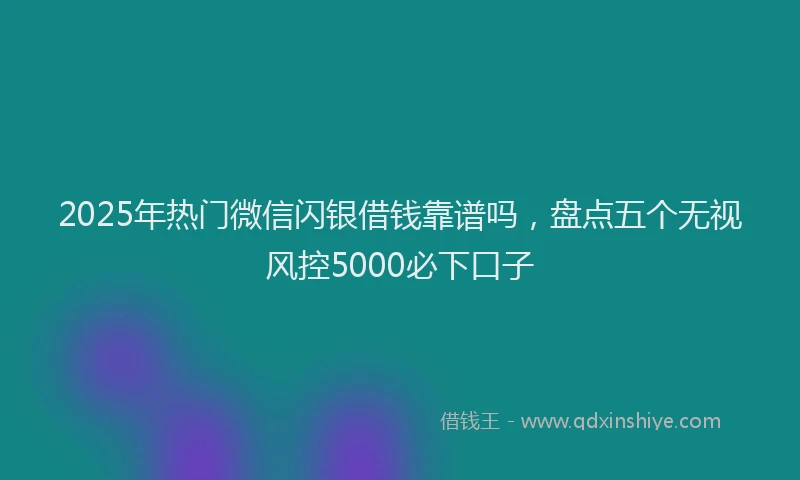 2025年热门微信闪银借钱靠谱吗，盘点五个无视风控5000必下口子