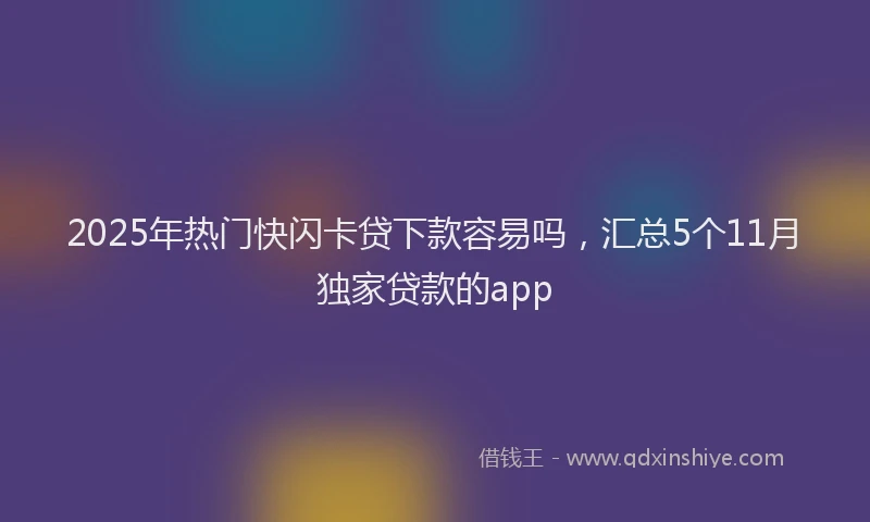 2025年热门快闪卡贷下款容易吗，汇总5个11月独家贷款的app