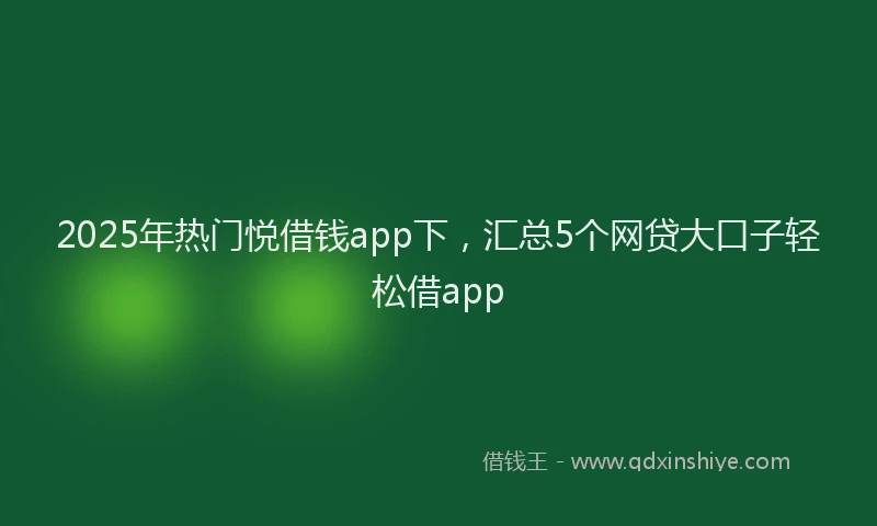 2025年热门悦借钱app下，汇总5个网贷大口子轻松借app