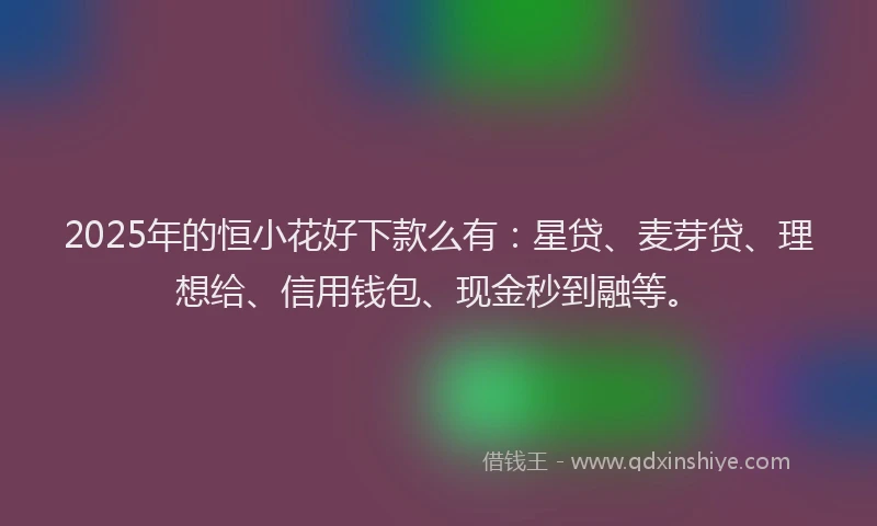 2025年的恒小花好下款么有：星贷、麦芽贷、理想给、信用钱包、现金秒到融等。