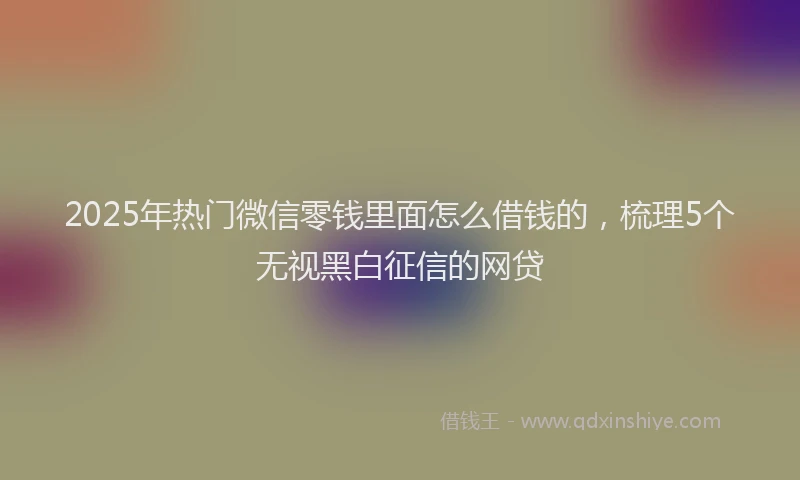 2025年热门微信零钱里面怎么借钱的，梳理5个无视黑白征信的网贷
