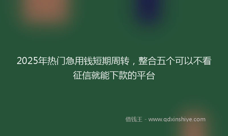 2025年热门急用钱短期周转，整合五个可以不看征信就能下款的平台