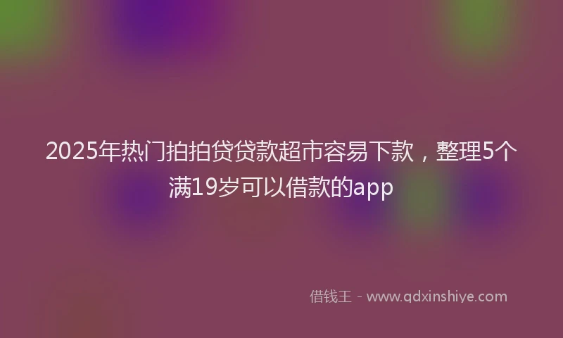 2025年热门拍拍贷贷款超市容易下款，整理5个满19岁可以借款的app