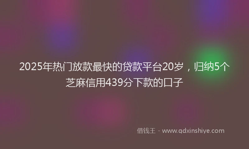 2025年热门放款最快的贷款平台20岁，归纳5个芝麻信用439分下款的口子