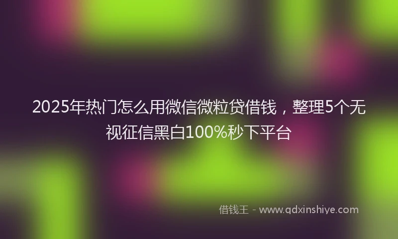 2025年热门怎么用微信微粒贷借钱，整理5个无视征信黑白100%秒下平台