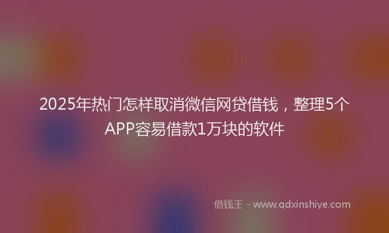 2025年热门怎样取消微信网贷借钱，整理5个APP容易借款1万块的软件