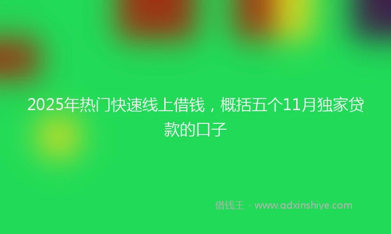 2025年热门快速线上借钱，概括五个11月独家贷款的口子