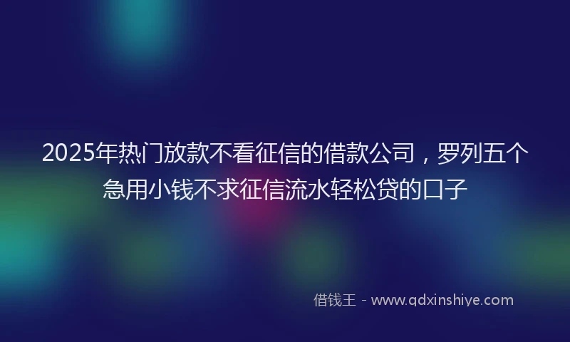 2025年热门放款不看征信的借款公司，罗列五个急用小钱不求征信流水轻松贷的口子