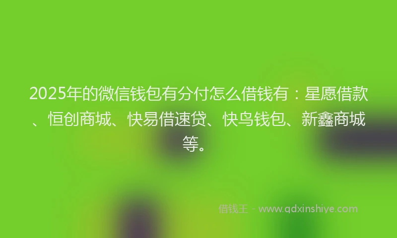 2025年的微信钱包有分付怎么借钱有：星愿借款、恒创商城、快易借速贷、快鸟钱包、新鑫商城等。