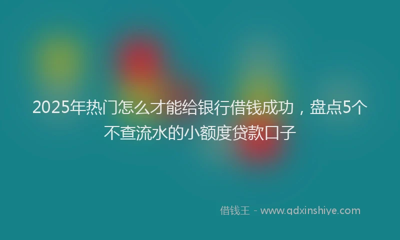 2025年热门怎么才能给银行借钱成功，盘点5个不查流水的小额度贷款口子