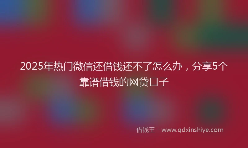 2025年热门微信还借钱还不了怎么办，分享5个靠谱借钱的网贷口子